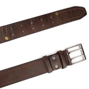 leather belt with pin buckle