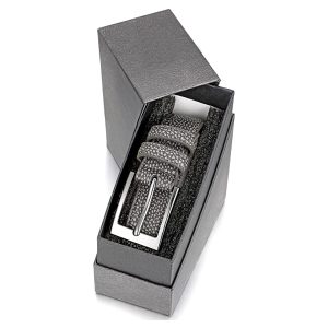 leather belt with silver buckle